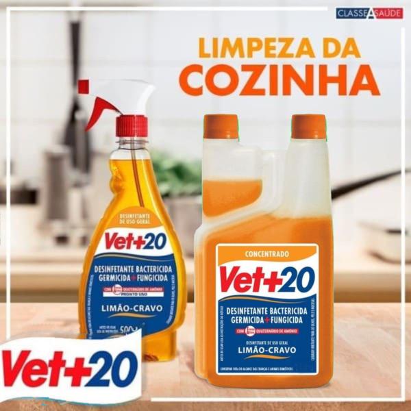 Imagem de Desinfetante Concentrado Bactericida VET+20 Limão-Cravo 500ml