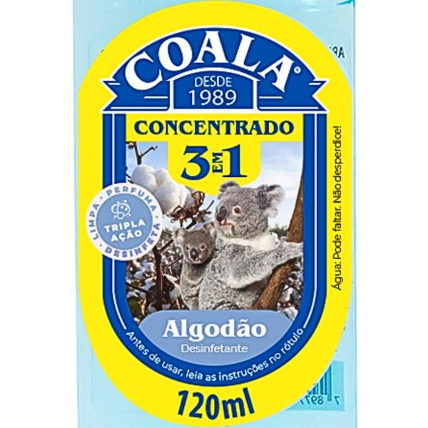 Imagem de DESINFETANTE CONCENTRADO COALA 3 EM 1 FRASCO 120ml LIMPA, PERFUMA E DESINFETA