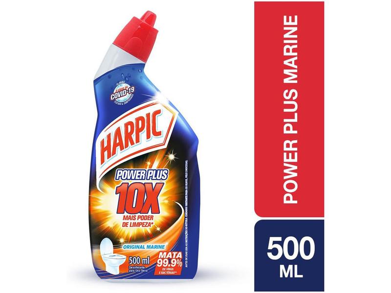 Desinfetante Sanitário Líquido Harpic Power Plus - Marine 500ml Imagem de Desinfetante Sanitário Líquido Harpic Power Plus