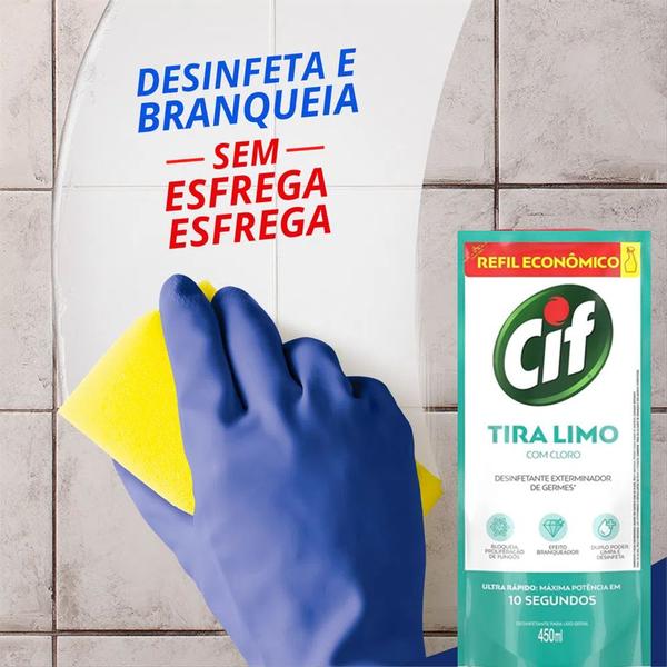 Imagem de Desinfetante Uso Geral Cif Tira limo 450ml - Refil - Kit 10