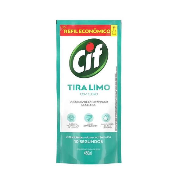 Imagem de Desinfetante Uso Geral Cif Tira Limo 450Ml - Refil - Kit 3