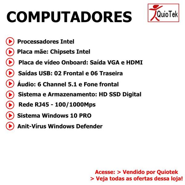 Imagem de DESKTOP PC  COMPLETO 19" INTEL i7, 8GB, SSD480GB + HD 2TERA