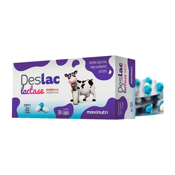 Deslac Enzima Lactase 10.000 FCC com 30 Cápsulas Maxinutri Imagem de Deslac Enzima Lactase 10.000 FCC com 30 Cápsulas Maxinutri