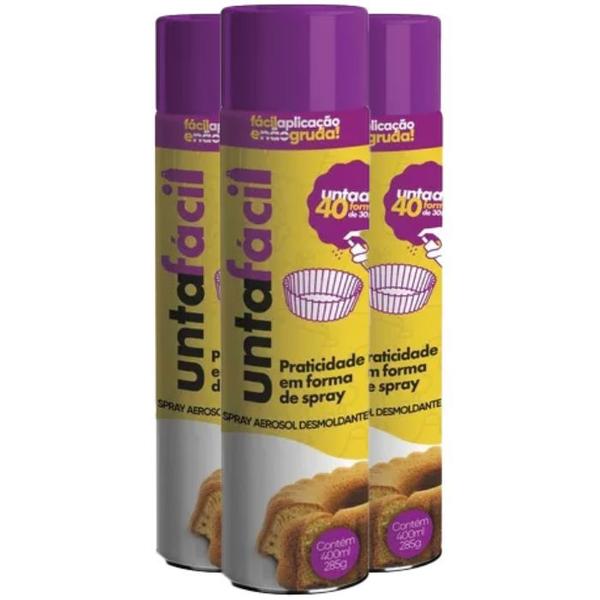 Desmoldante Spray Aerosol Unta Fácil 400ml contendo 3 frascos - Tamanho Grande - In Loco Imagem de Desmoldante Spray Aerosol Unta Fácil 400ml contendo 3 frascos - Tamanho Grande
