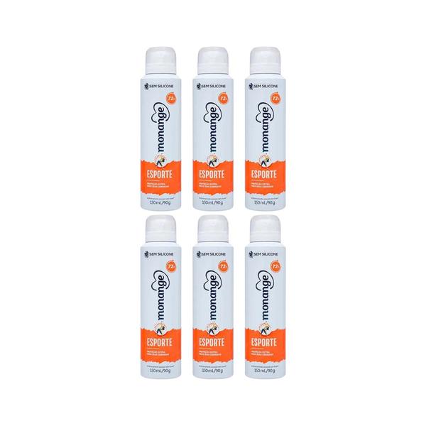 Imagem de Desodorante Aero Monange 150ml Esporte - Kit C/6un