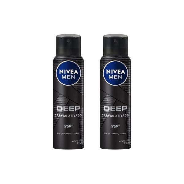 Imagem de Desodorante Aero Nivea 150ml Masc Deep Carvao Ativado - 2un