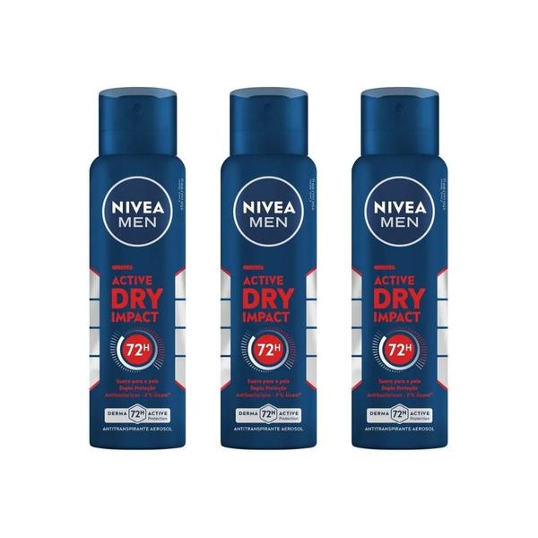 Imagem de Desodorante Aero Nivea 150ml Masc Dry Impact-Kit C/3un