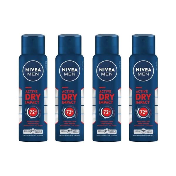 Imagem de Desodorante Aero Nivea 150ml Masc Dry Impact - Kit C/ 4un