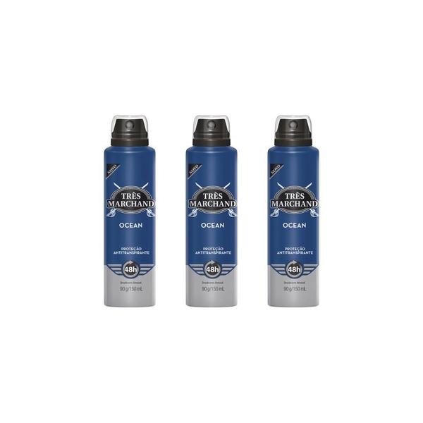 Imagem de Desodorante Aero Tres Marchand 150Ml Ocean-Kit C/3Un