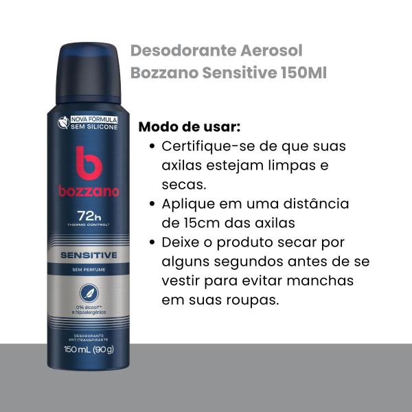 Imagem de Desodorante Aerosol Bozzano Sensitive Sem Perfume 48H 150Ml