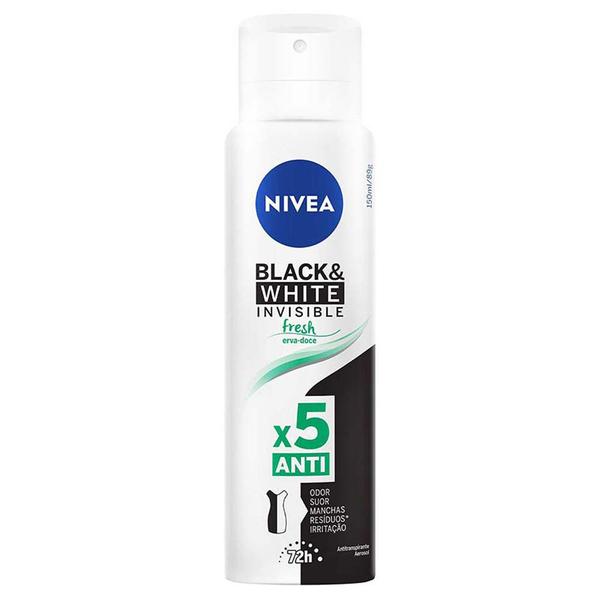 Imagem de Desodorante Aerosol NIVEA Feminino - Invisible for Black & White Fresh