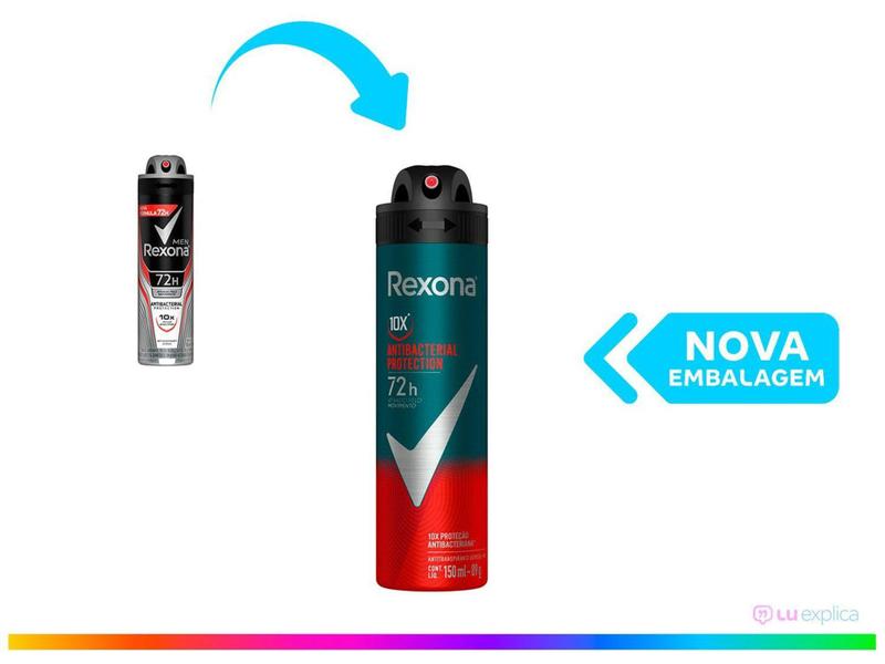 Imagem de Desodorante Aerossol Antitranspirante Rexona - Antibacterial Protection Masculino 150ml