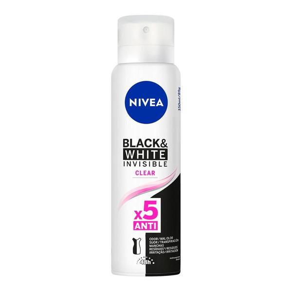 Imagem de Desodorante Aerossol Nivea Black&White Invisible Clear 150ml