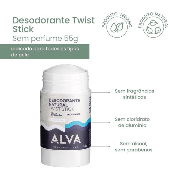 Imagem de Desodorante Alva Natural Twist Stick 55g Fragrância Sem Perfume