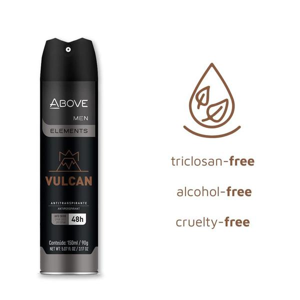 Imagem de Desodorante antitranspirante ABOVE Vulcan 48h Dry Spray 4 unidades masculinas