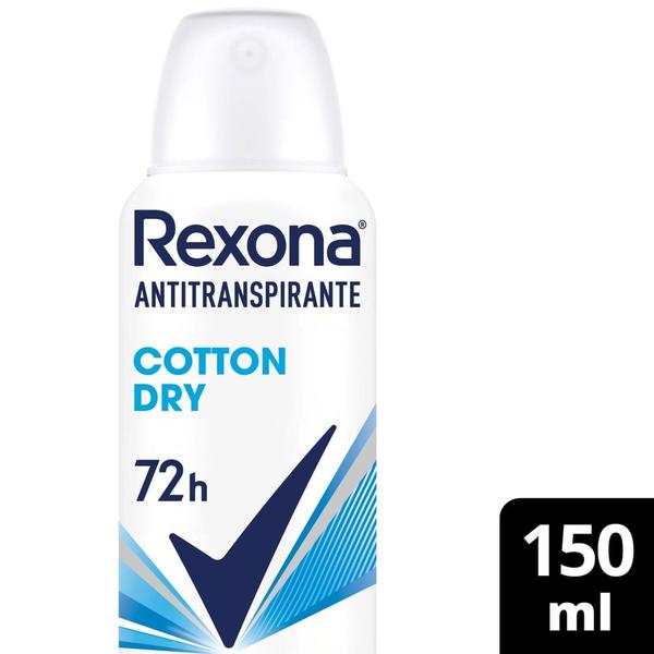 Imagem de Desodorante Antitranspirante Aerosol Feminino Rexona Cotton Dry 72 horas 150ml