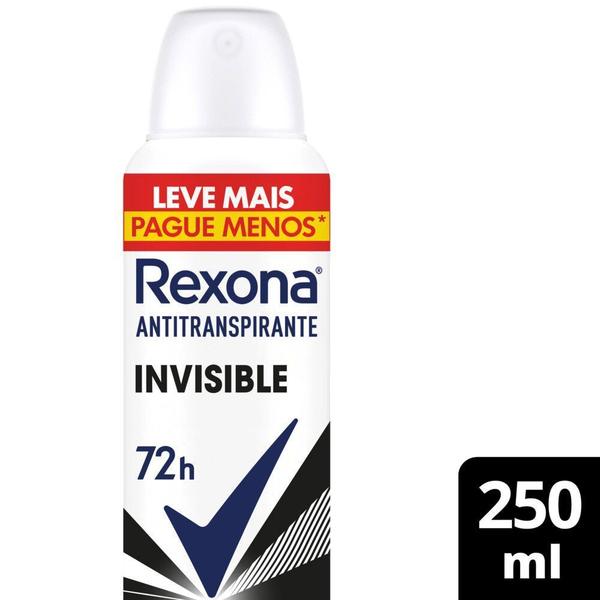 Imagem de Desodorante Antitranspirante Aerosol Feminino Rexona Invisible 72 horas 250ml Leve Mais Pague Menos