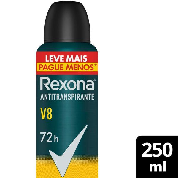 Imagem de Desodorante Antitranspirante Aerosol Masculino Rexona V8 72h 250ml Leve Mais Pague Menos