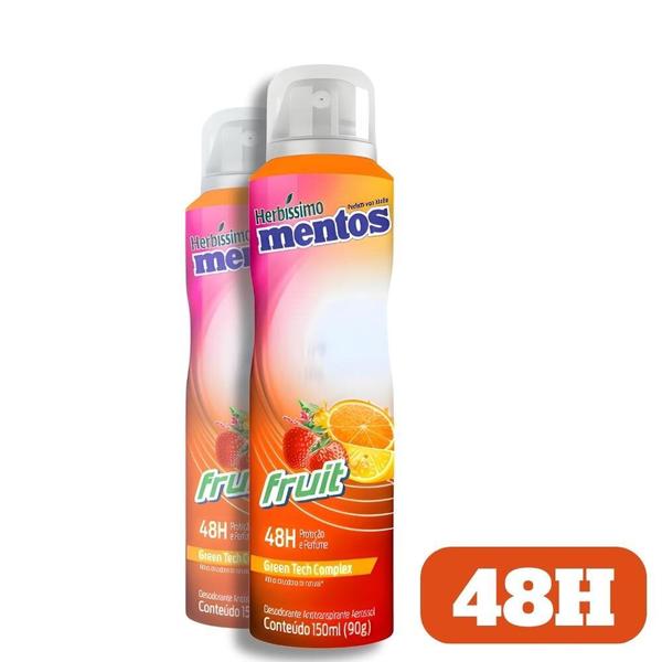 Imagem de Desodorante Antitranspirante Aerosol Mentos Fruit 48H de Proteção Antimanchas Herbíssimo