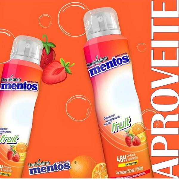 Imagem de Desodorante Antitranspirante Aerosol Mentos Fruit 48H de Proteção Antimanchas Herbíssimo