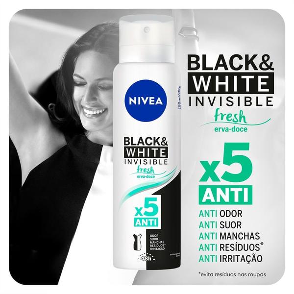 Imagem de Desodorante Antitranspirante Aerosol NIVEA 150ml Black & White Fresh