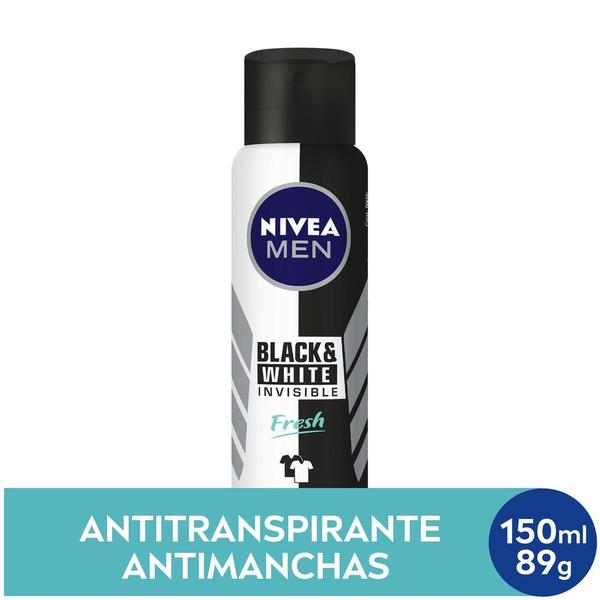 Imagem de Desodorante Antitranspirante Aerosol NIVEA Men Invisible for Black & White Fresh 150ml- 3 unidades