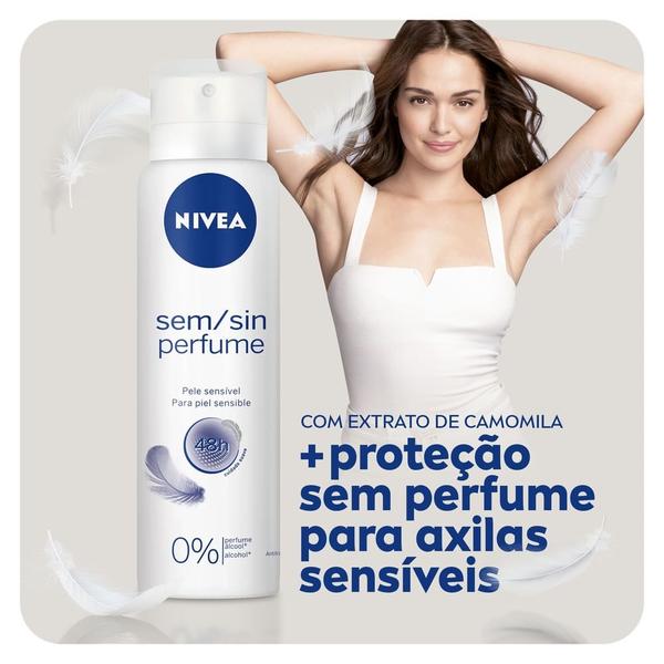 Imagem de Desodorante Antitranspirante Aerosol NIVEA Sem Perfume 150ml- 3 unidades