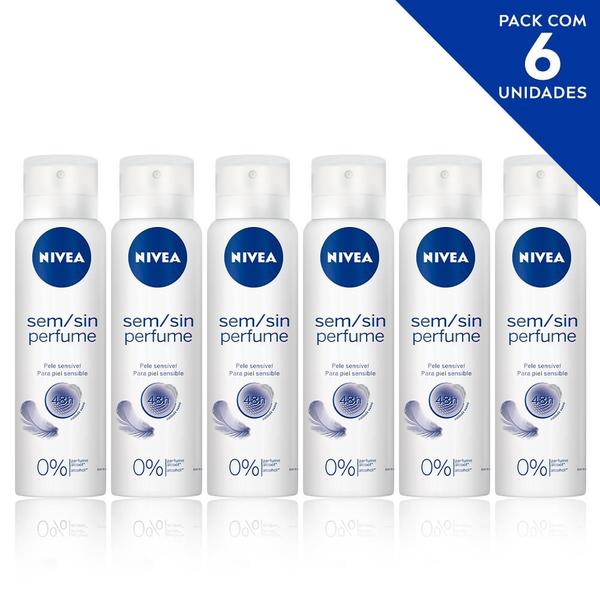 Imagem de Desodorante Antitranspirante Aerosol NIVEA Sem Perfume 150ml- 6 unidades