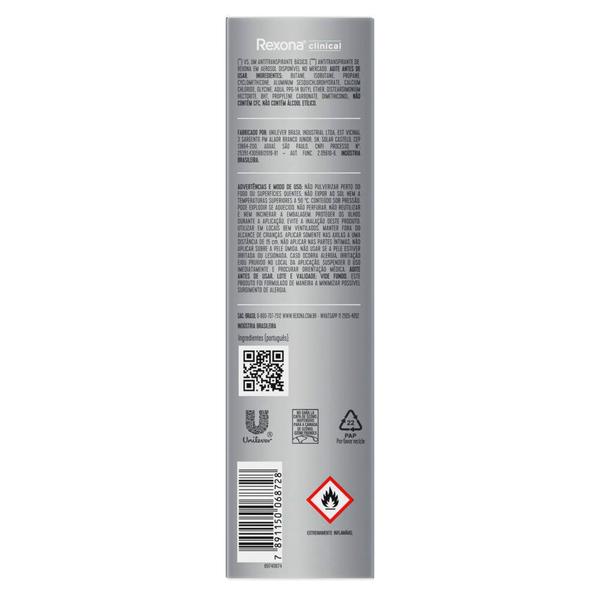 Imagem de Desodorante Antitranspirante Aerosol Rexona Clinical Sem Perfume 150ml