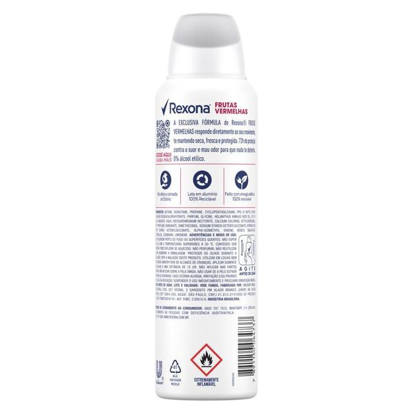 Imagem de Desodorante Antitranspirante Aerosol Rexona Feminino Frutas Vermelhas 150ml