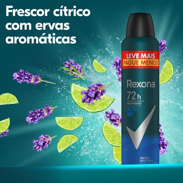 Imagem de Desodorante Antitranspirante Aerosol Rexona Men Active Dry 250ml