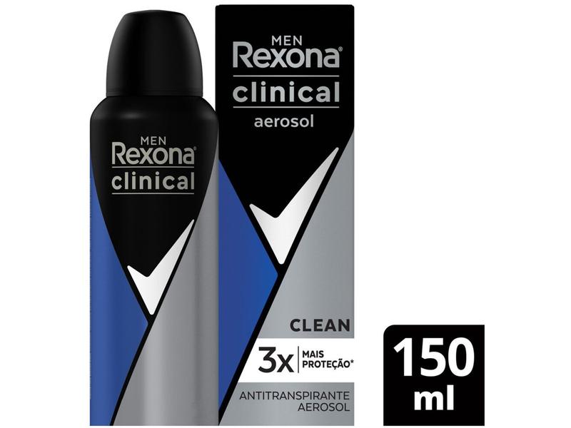 Imagem de Desodorante Antitranspirante Aerosol Rexona Men Clinical Clean 150ml