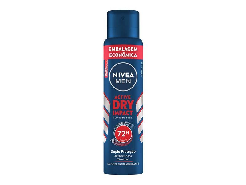 Imagem de Desodorante Antitranspirante Aerossol Nivea - Active Dry Impact Men 72 Horas 200ml