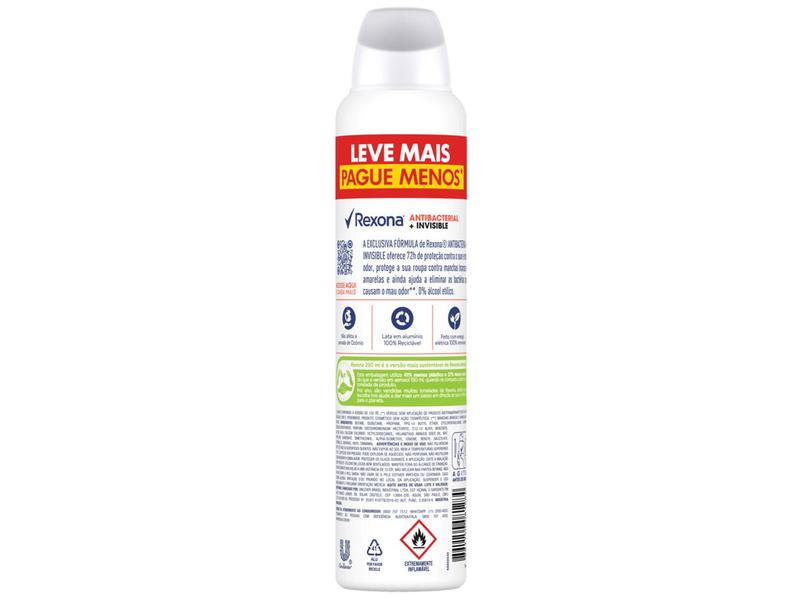 Imagem de Desodorante Antitranspirante Aerossol Rexona Antibacterial+Invisible 250ml