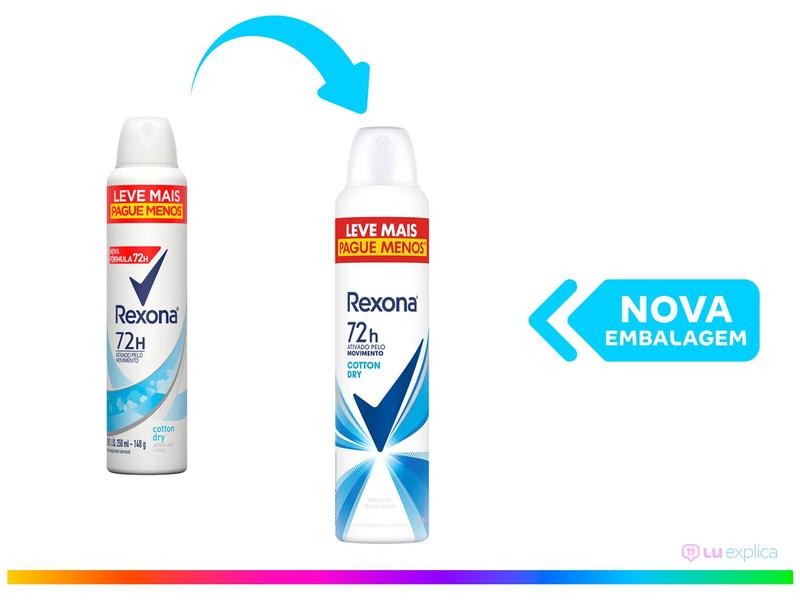 Imagem de Desodorante Antitranspirante Aerossol Rexona Cotton Dry Feminino 72 Horas 250ml