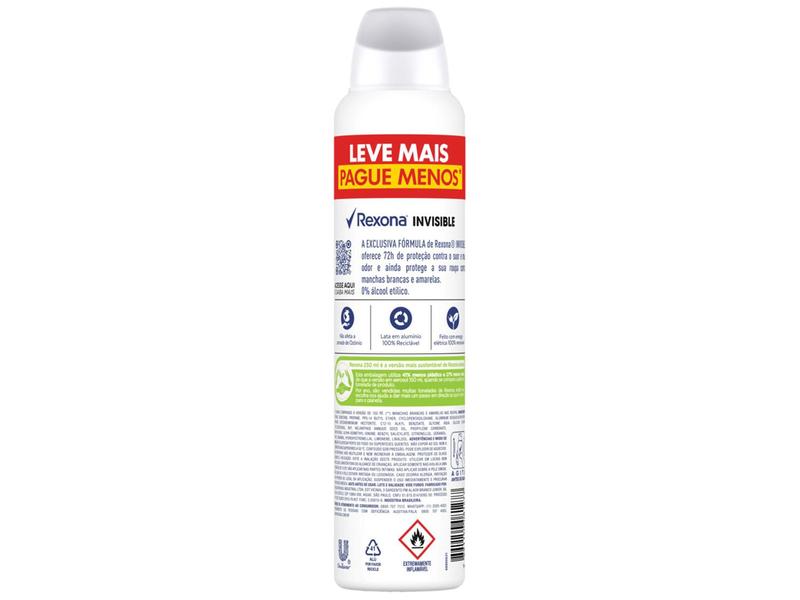 Imagem de Desodorante Antitranspirante Aerossol Rexona Invisible Feminino 72 Horas 250ml