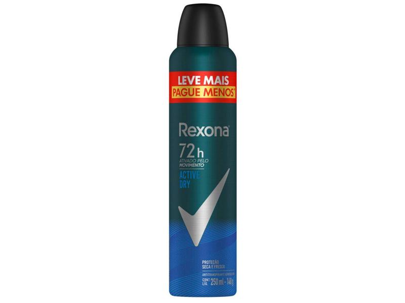 Imagem de Desodorante Antitranspirante Aerossol Rexona Men - Active Dry Masculino 72 Horas 250ml