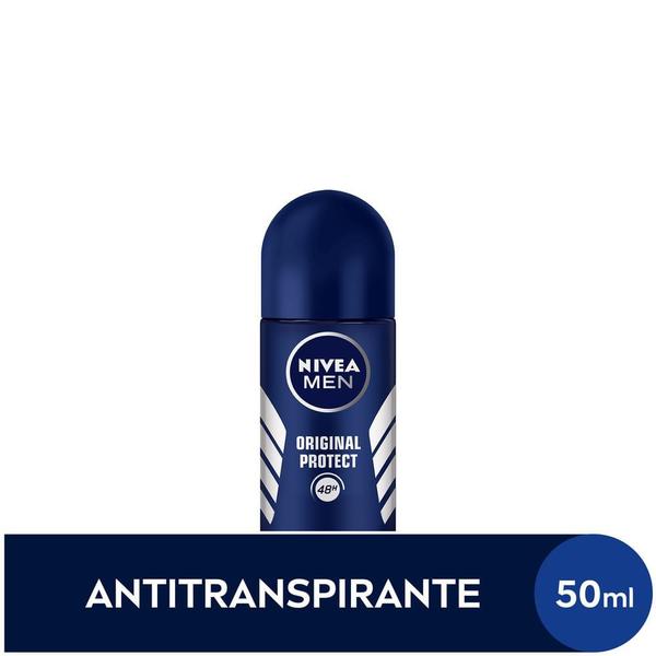 Desodorante Antitranspirante Nivea Men Roll On Original Protect 50ml Imagem de Desodorante Antitranspirante Nivea Men Roll On Original Protect 50ml