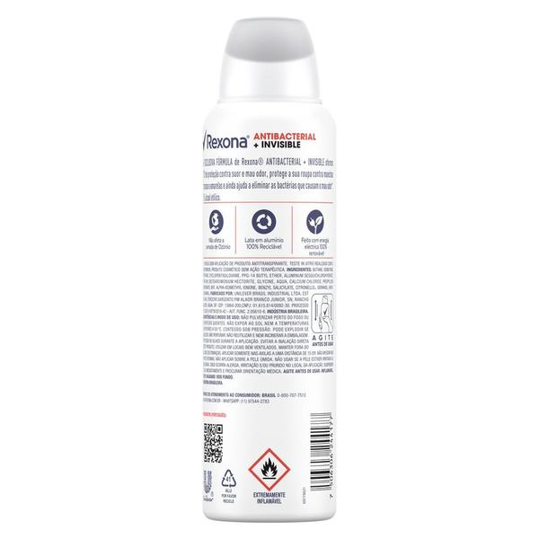 Imagem de Desodorante Antitranspirante Rexona Antibacterial + Invisible Aerosol 150ml