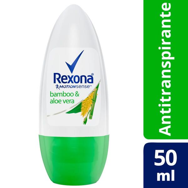 Desodorante Antitranspirante Rexona Feminino Roll On Bamboo e Aloe Vera 50ml Imagem de Desodorante Antitranspirante Rexona Feminino Roll On Bamboo e Aloe Vera 50ml