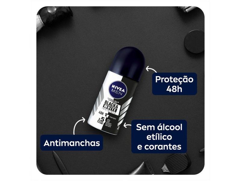 Imagem de Desodorante Antitranspirante Roll On Nivea - Invisible for Black & White Men Masculino 50ml