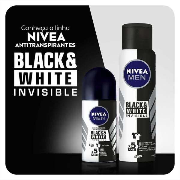 Imagem de Desodorante Antitranspirante Roll On NIVEA Men Invisible for Black & White 50ml - 4 unidades