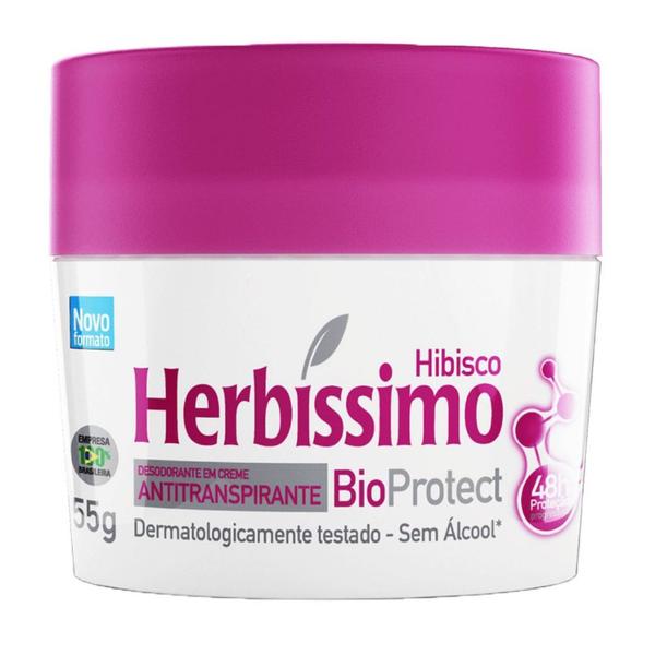 Imagem de Desodorante Creme Antitranspirante BioProtect Hibisco Herbíssimo 55g