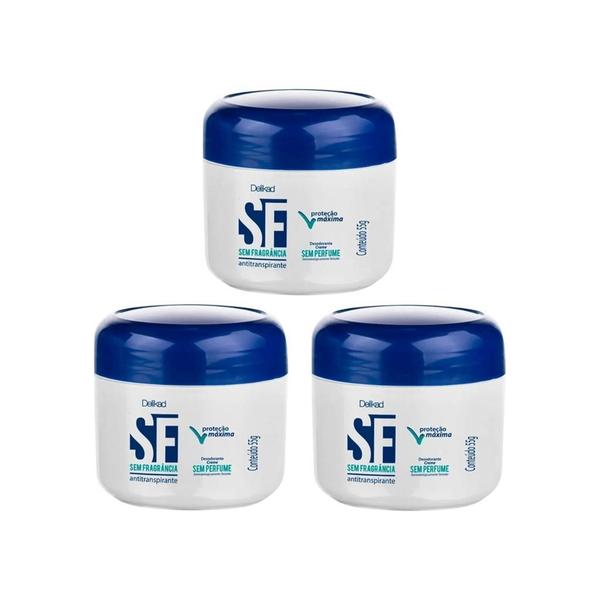 Imagem de Desodorante Creme Delikad Sem Fragrancia 55G - Kit Com 3Un