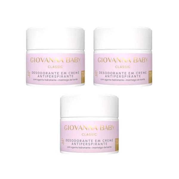 Imagem de Desodorante creme Giovanna baby 55g Classic Rosa - Kit C/3un