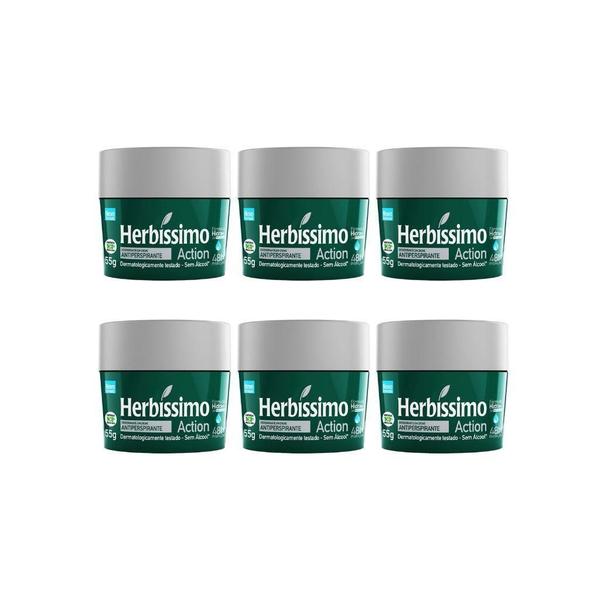 Imagem de Desodorante Creme Herbíssimo 55G Action - Kit Com 6Un