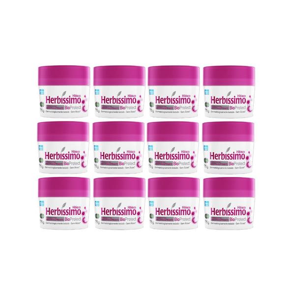 Imagem de Desodorante Creme Herbíssimo 55g Bio Protect Hibisco - Kit C/ 12un