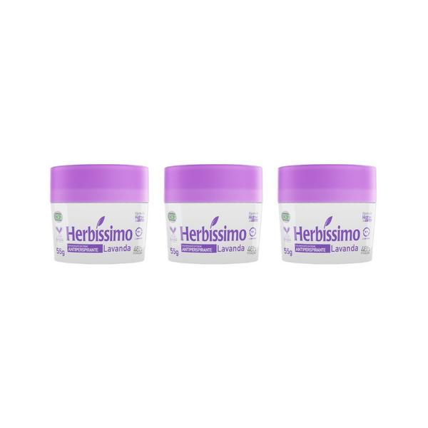 Imagem de Desodorante Creme Herbissimo 55g Lavanda - Kit C/ 3un