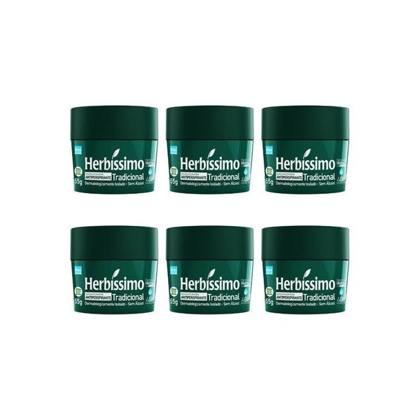 Imagem de Desodorante Creme Herbíssimo 55G Tradicional - Kit Com 6Un