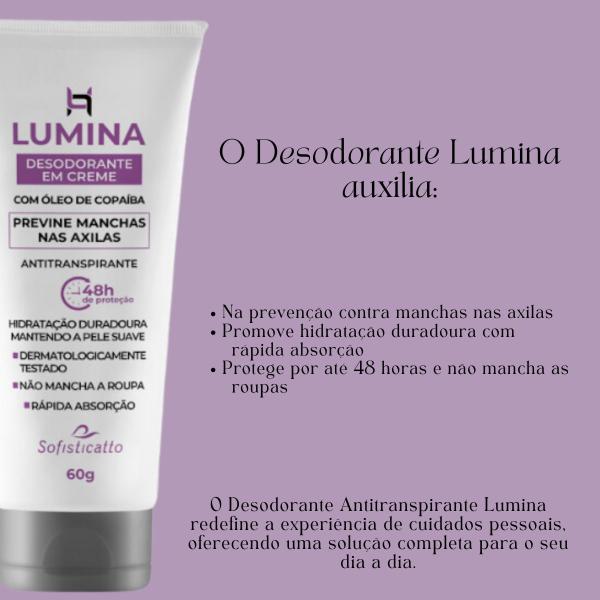 Imagem de Desodorante Creme Lumina Axilas Suvaco AntiTranspirante Hidratante 60g